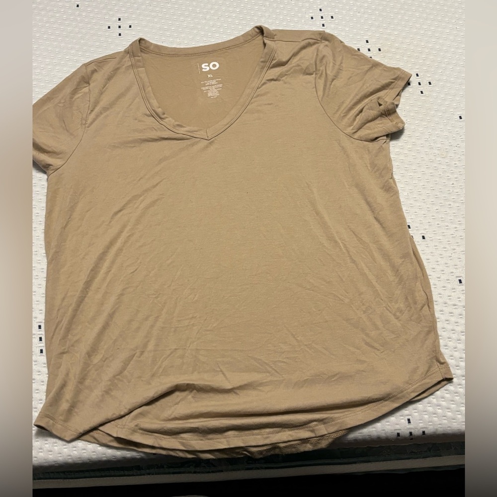 Tan vneck tshirt